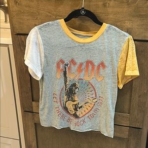 AC/DC Retro Graphic T-Shirt - Blue and Yellow Sz Small